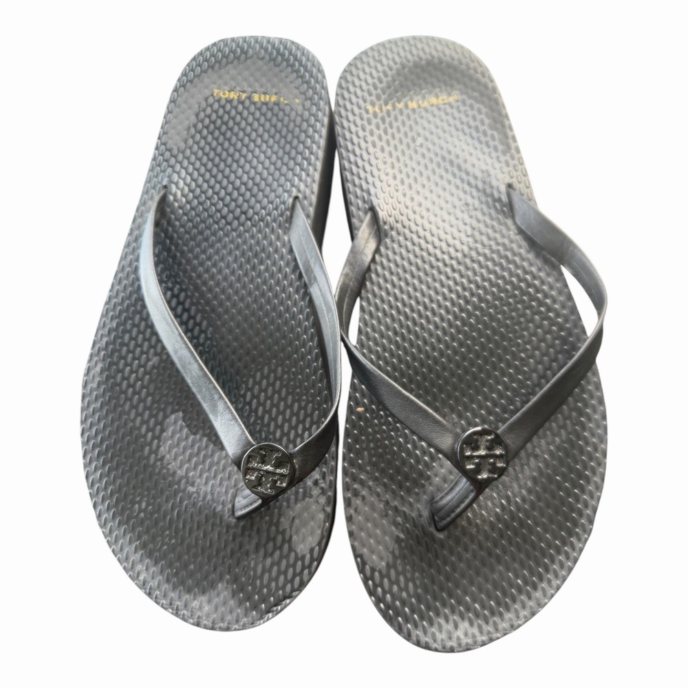 Tory Burch Women's Black Rubber Flip Flops Size 6